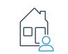Tenant or landlord with house outline icon. Homeowner of real estate. Tenant, landlord, homeowner line icon. Vector
